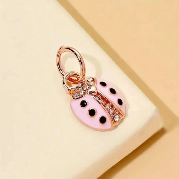 Cute Pink LadyBug Rose Goldplated Pendant Silver plated Necklace 18" - Picture 2 of 10